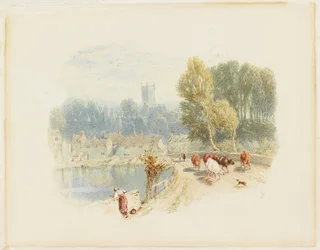Flusslandschaft mit Kirche